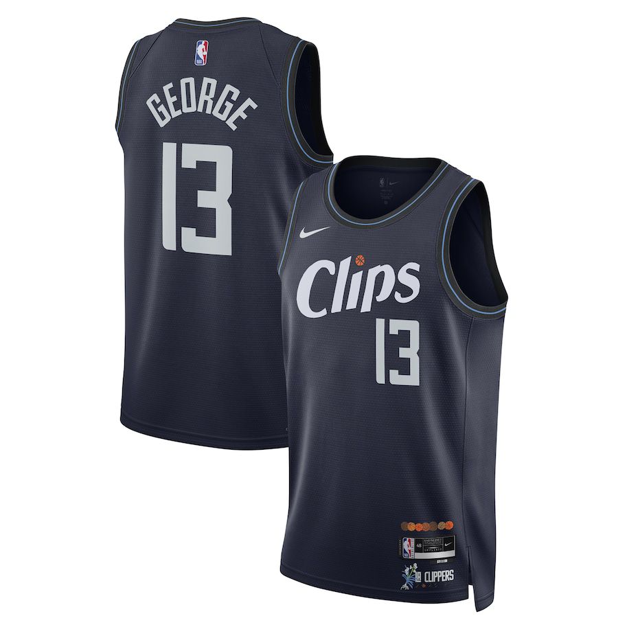 Men LA Clippers #13 Paul George Nike Navy City Edition 2023-24 Swingman NBA Jersey->customized nba jersey->Custom Jersey